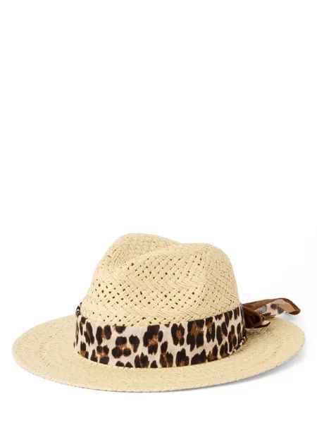 Marie Lund Fedora Kobiety papier wypukły wzór tkaniny ONE SIZE beżowy