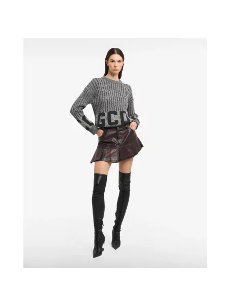 Dzianinowy sweter Gcds z logo szary