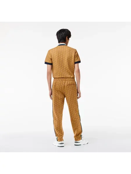 Lacoste Spodnie Dresowe Paris Monogram Jacquard brązowe