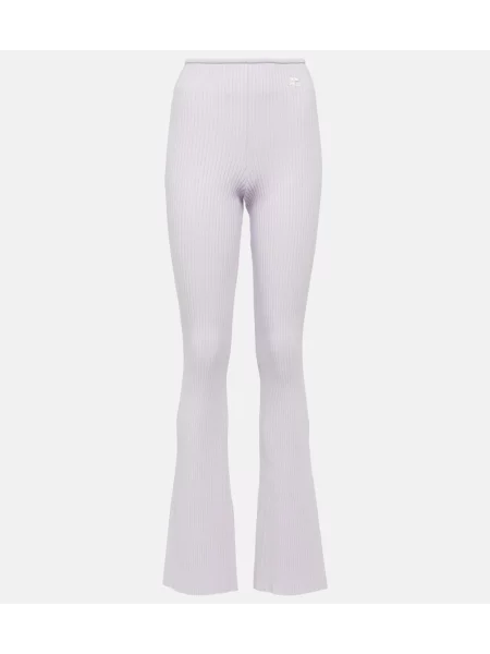 Pantaloni Courreges tricotate alb