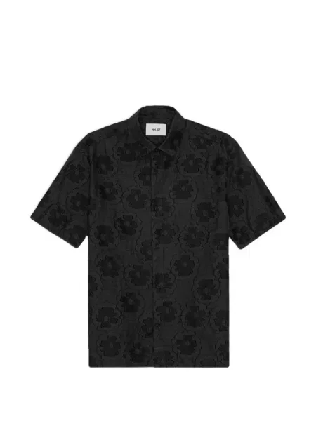 Pruhovaná košile s krátkým rukávem Nn07 s krátkými rukávy černá