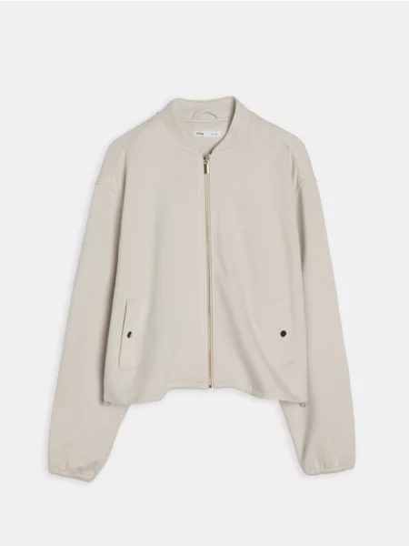 Кофта-бомбер з домішкою нюдовий