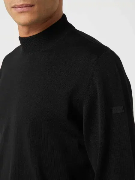Sweter z żywej wełny ze stójką Maerz Muenchen czarny