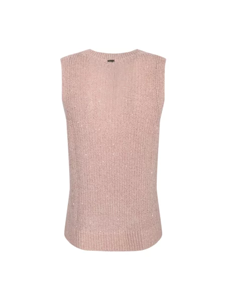 Dzianinowy sweter Herno bez rękawów różowy