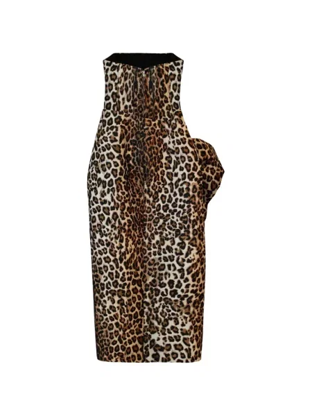Rochie Givenchy cu funde cu model leopard din jacard maro