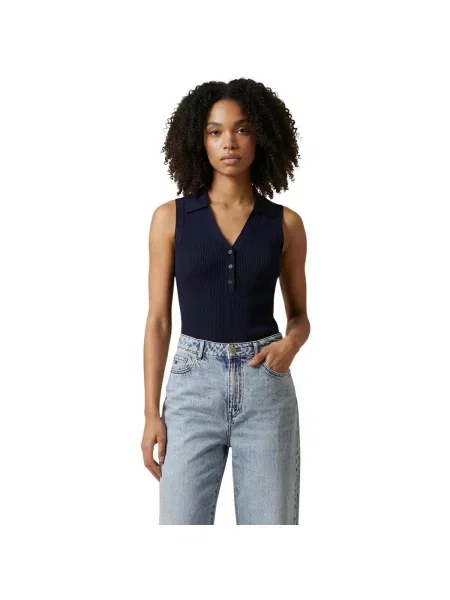 S golierom blúzka Jacqueline De Yong modrá