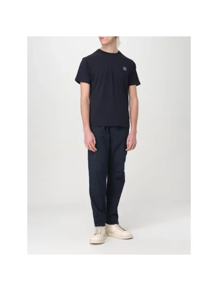 Spodnie Stone Island z twillu z kamieniami niebieskie