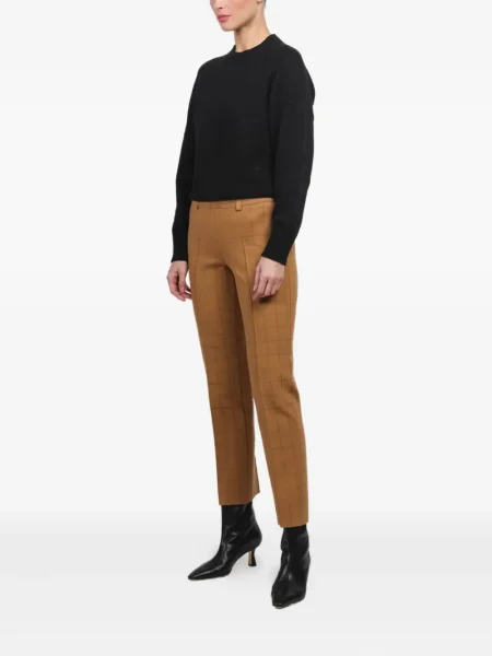 Pantaloni High Sport în carouri maro
