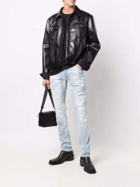 Skinny skinny džíny Philipp Plein s dírami modré