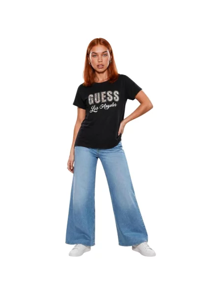 Tricou Guess cu model piele de șarpe negru
