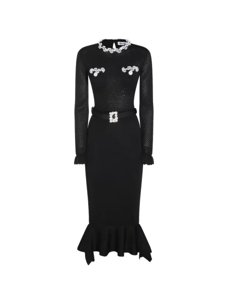 Rochie midi Self-portrait cu volane negru