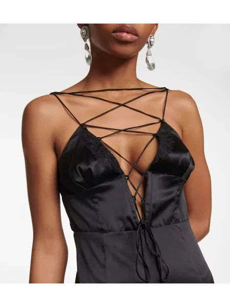 Rochie maxi Alessandra Rich din satin de costum negru