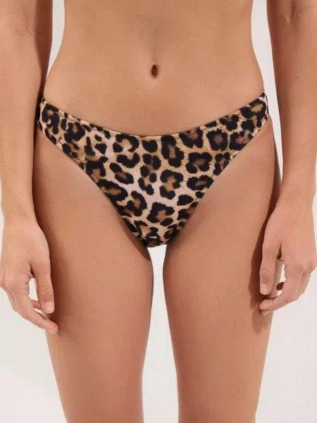 Trendyol Bikinové nohavičky karamelová / kapučíno / tmavohnedá čierna