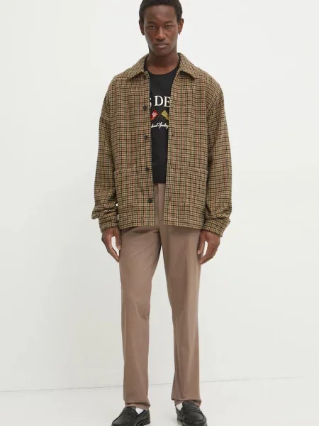 Вовняна сорочка Les Deux regular класичний комір зелений