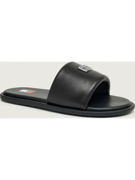 Tommy Jeans De piele șlapi negru