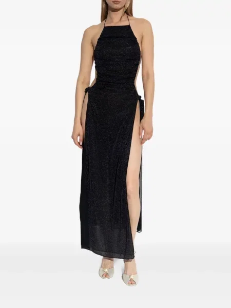 Rochie maxi Oseree cu gât halter de costum negru