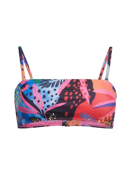 Sutien bandeau Superdry cu imprimeu tropical albastru