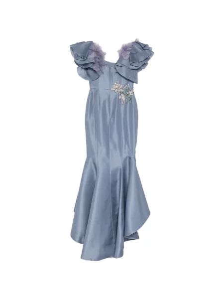 Rochie Marchesa cu broderie albastru