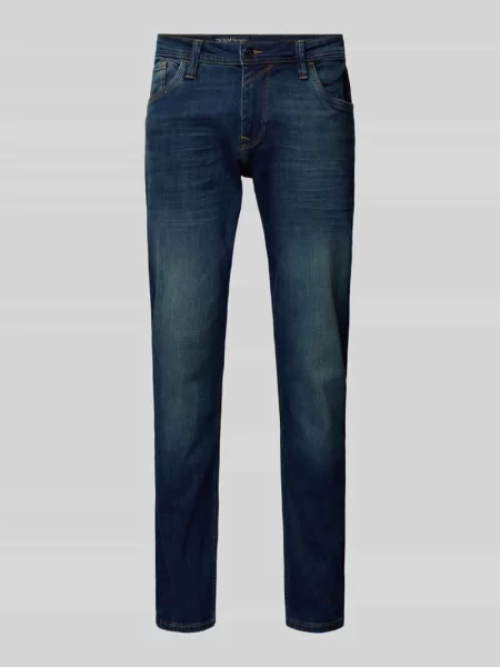 Jeansy o kroju straight fit z mieszanki bawełny model ‘AEDAN’ Tom Tailor Denim granatowe