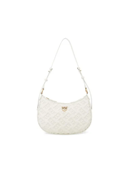 PINKO Kabelka Half Moon Mini Fl AI PLTT Écru biela