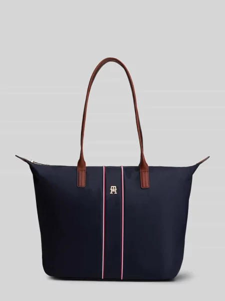 Pasek Tommy Hilfiger w paski skórzany niebieski