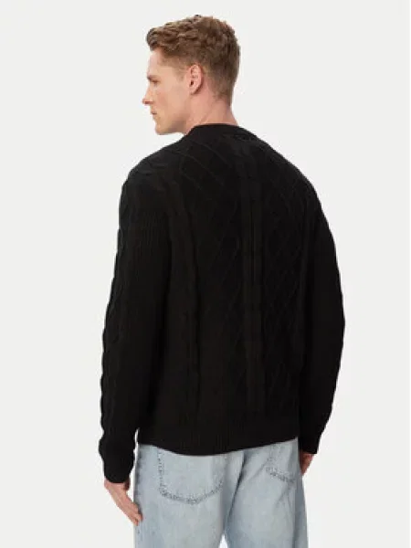 Tommy Jeans Pulover Flag črna