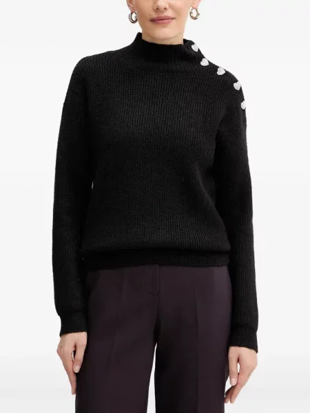 Pulover Morgan cu motiv cu inimi negru