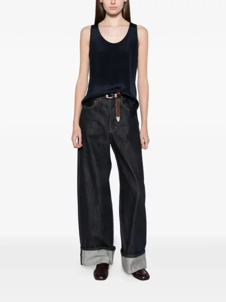 Копринен топ Max Mara синьо