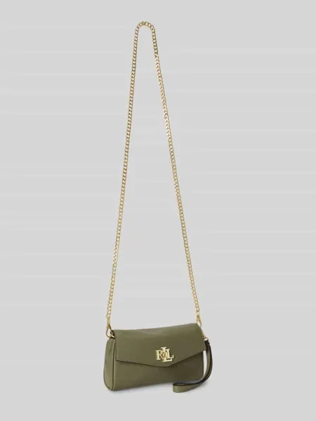 Torba na ramię z prawdziwej skóry z odpinanym łańcuszkiem do noszenia Lauren Ralph Lauren zielona