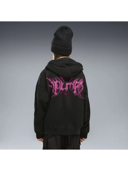 PUMA Młodzieżowa rozpinana kurtka T7 Midnight Shadow o kroju oversize Odzież czarny
