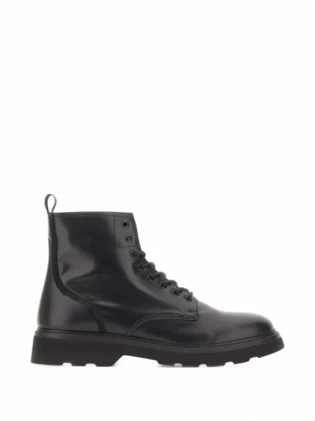 Botine Woolrich cu șireturi din piele negru