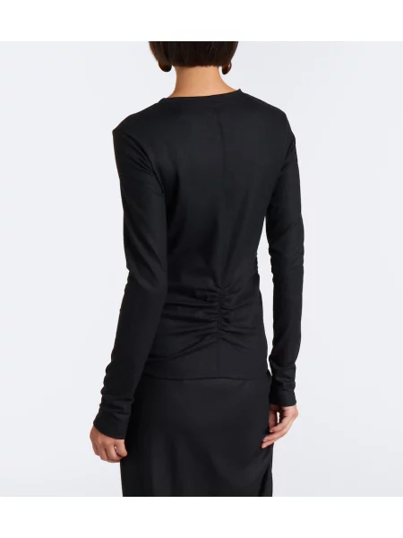 Top Marant Etoile cu volane din jerseu negru