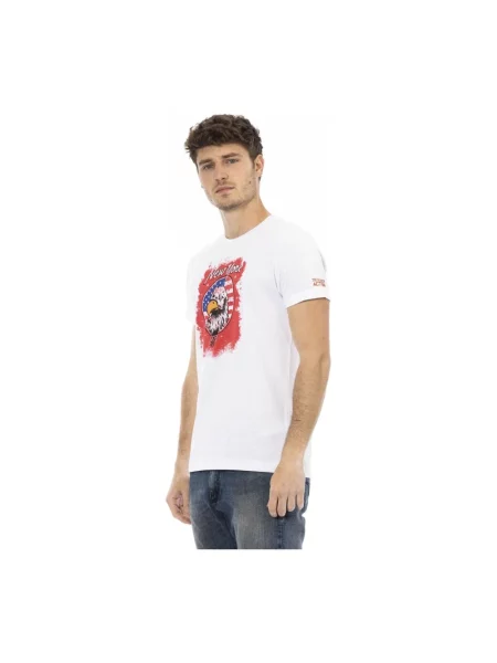 Koszulka Trussardi z krótkim rękawem z okrągłym dekoltem casual biała