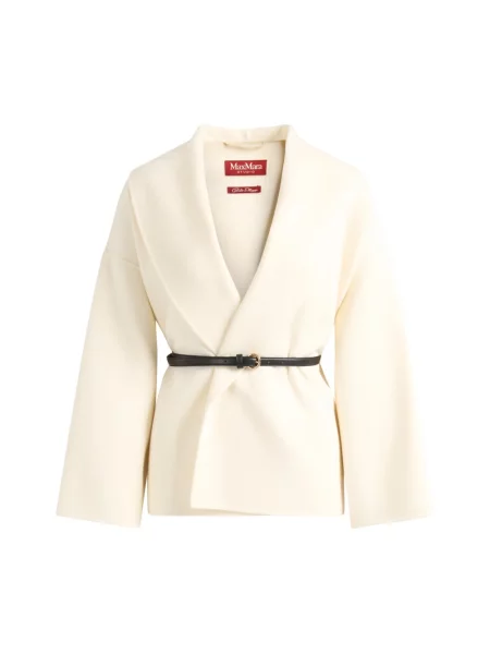 Kurtka Max Mara Studio wełniana kopertowa biała