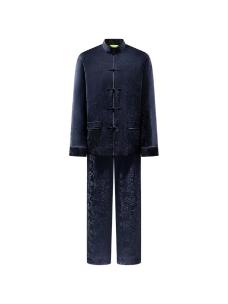 Pijamale Shanghai Tang de mătase cu model floral albastru
