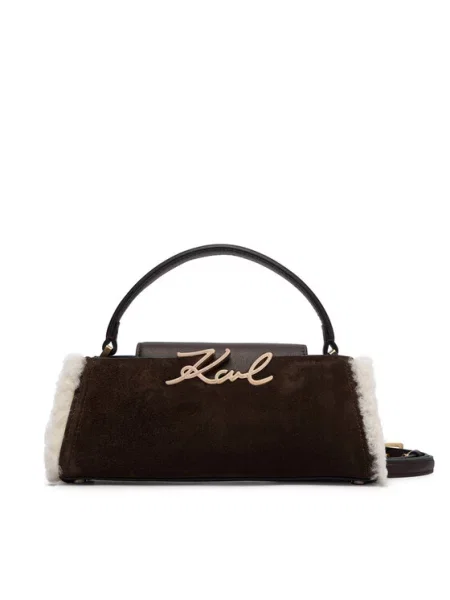 Karl Lagerfeld crossbody torba za žene od brušene kože K/SIGNATURE smeđa