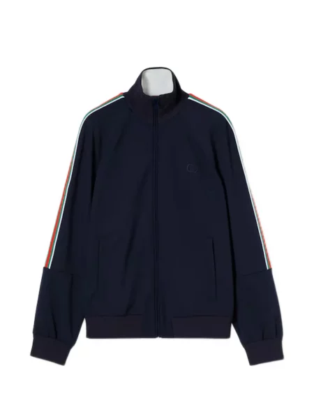 Pulover Gucci cu broderie cu dungi albastru