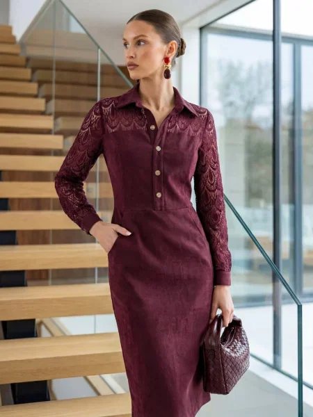 Замшева Сукня міді Dressa бордовий