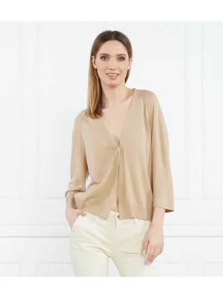 Marc Cain Cardigan cu adaos de mătase bej