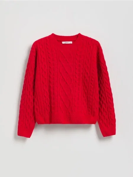 Reserved Strukturalny sweter czerwony