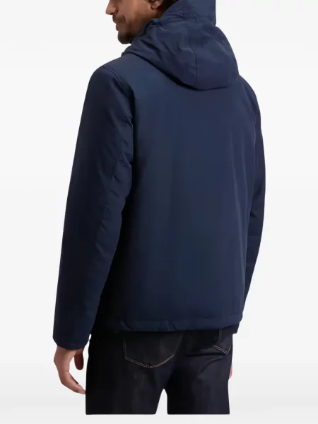 Geacă Woolrich de lână cu glugă albastru