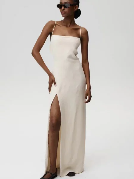 Undress Code sukienka Careless Dress maxi prosta beżowy