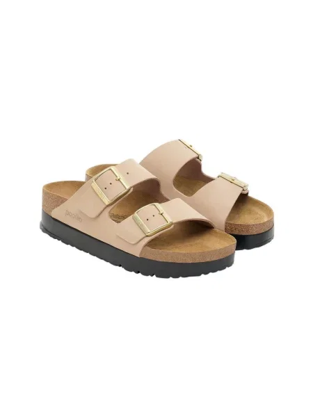 Pantofi Birkenstock cu platformă din piele bej