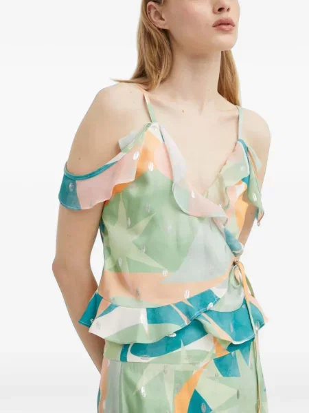 Top Never Fully Dressed cu volane verde