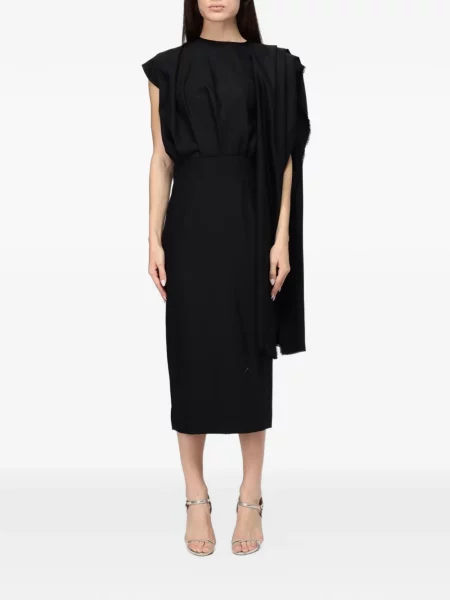 Rochie midi Crida drapată negru