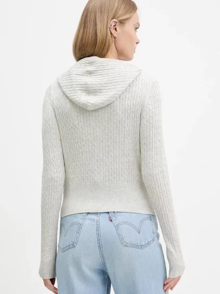 Кардиган з домішкою шовку Guess Jeans легкий сірий