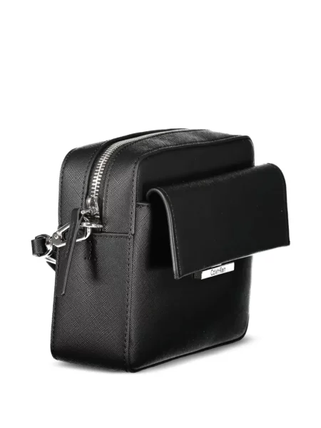 Bőr crossbody táska Calvin Klein fekete