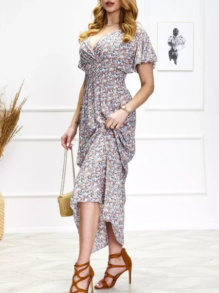 Rochie midi Resti cu model floral până la genunchi de costum albastru