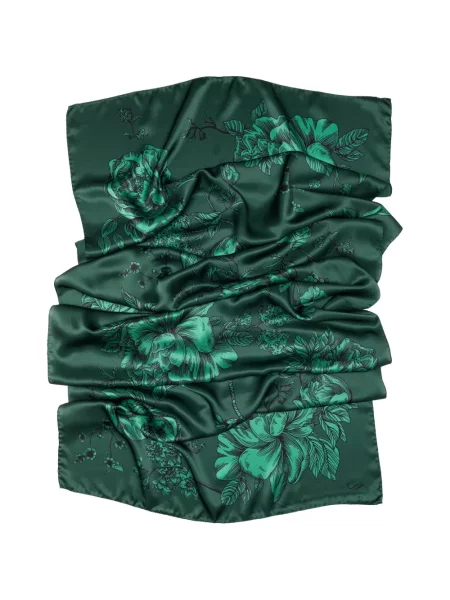 Fular Elizabetta cu model floral cu imagine verde