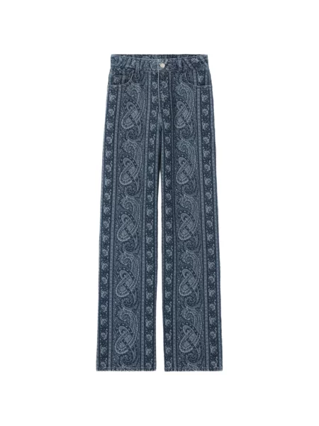 Blugi Claudie Pierlot cu imagine cu model paisley albastru